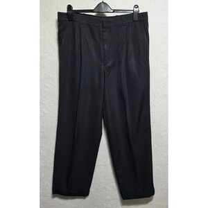 UTY Apparel Mens Black Pleated Trousers Dress Pants Size 38 Wool Blend